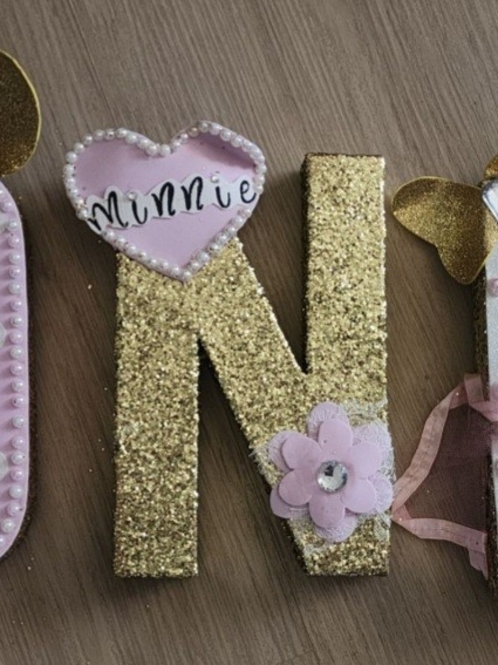 Minnie Gold Glitter Letter N Kids Wall Decor